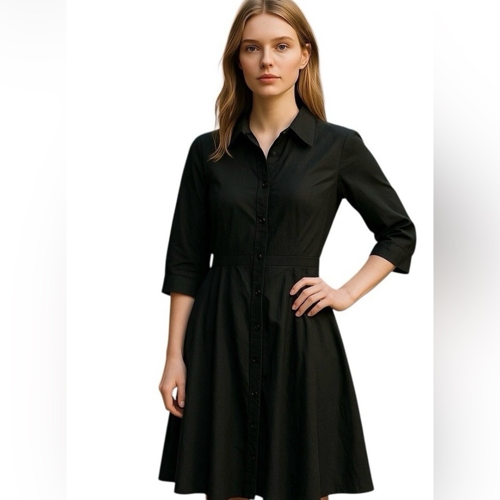 Eshakti Pinup Rockabilly Fit & Flare Swing Dance Black 3/4 Sleeve Women’s Size 8